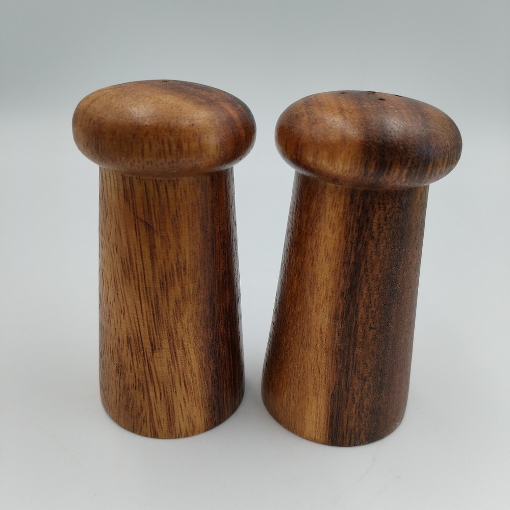 Vintage Mid-Century Modern Teak Wood Salt & Pepper Shakers – Scandinavian Style